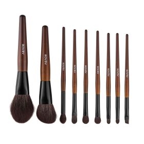 9-Piece Makeup Brush Set for Foundation Blending Eyeshadow, Professional Makeup Brush Kit with Soft Natural Wool & Vegan Synthetic Bristles
