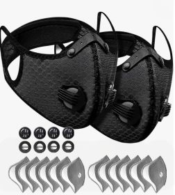 Sport Mask Cycling Face Mask Activated Carbon Filter Breathing Valves With Filter (Option: 2pcs)