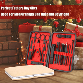 18-Piece,Nail Clippers Trimming Tool Set, Manicure Set, Pedicure Kit, Nail Clippers, Professional (Option: Black)