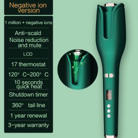 Multi-Automatic Hair Curler Hair Curling Iron LCD Ceramic Rotating Hair Waver Magic Curling Wand Irons Hair Styling Tools (Plug standard: EU, Color: Green negative ion)