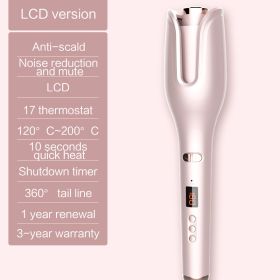 Multi-Automatic Hair Curler Hair Curling Iron LCD Ceramic Rotating Hair Waver Magic Curling Wand Irons Hair Styling Tools (Plug standard: UK, Color: Pink)